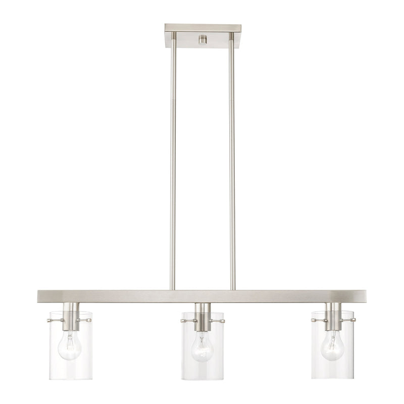 Munich 3-Light Linear Chandelier in Brushed Nickel