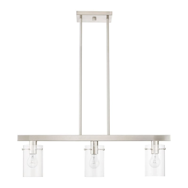 Munich 3-Light Linear Chandelier in Brushed Nickel