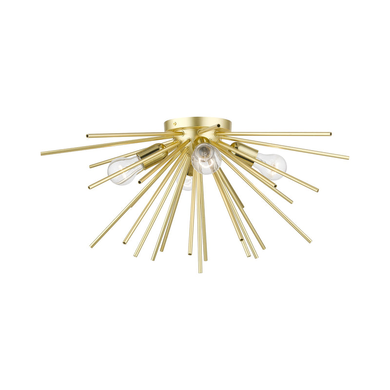 Tribeca 4-Light Large Flush Mount in Soft Gold with Polished Brass Accents
