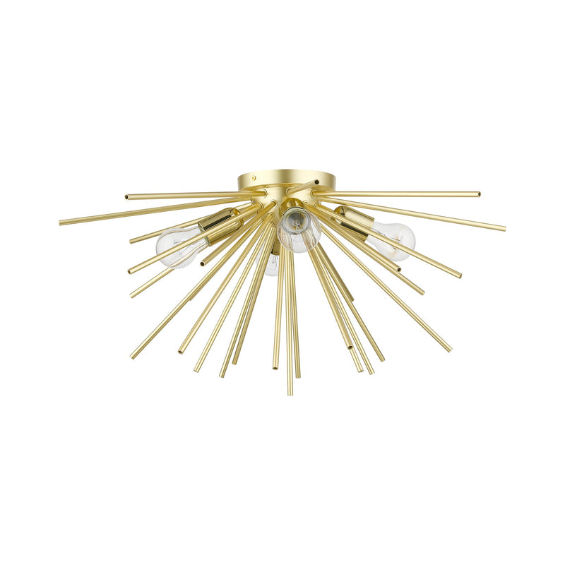 Tribeca 4-Light Large Flush Mount in Soft Gold with Polished Brass Accents