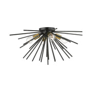Tribeca 4-Light Large Flush Mount in Shiny Black with Polished Brass Accents
