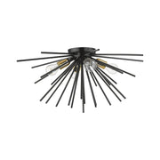 Tribeca 4-Light Large Flush Mount in Shiny Black with Polished Brass Accents