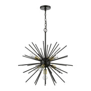 Tribeca 7-Light Chandelier in Shiny Black with Polished Brass Accents