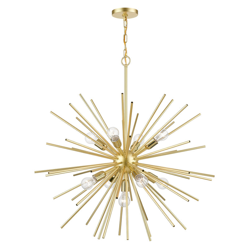 Tribeca 9-Light Foyer Chandelier in Soft Gold with Polished Brass Accents