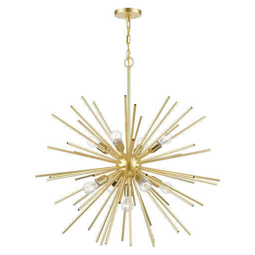 Tribeca 9-Light Foyer Chandelier in Soft Gold with Polished Brass Accents