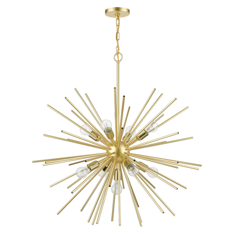 Tribeca 9-Light Foyer Chandelier in Soft Gold with Polished Brass Accents
