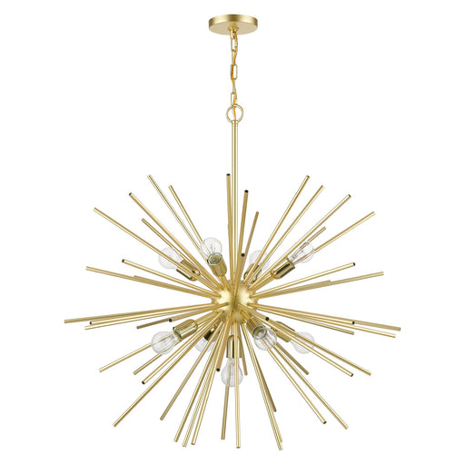 Tribeca 9-Light Foyer Chandelier in Soft Gold with Polished Brass Accents