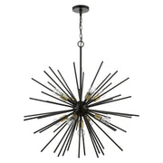 Tribeca 9-Light Foyer Chandelier in Shiny Black with Polished Brass Accents