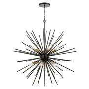 Tribeca 13-Light Extra Large Foyer Chandelier in Shiny Black with Polished Brass Accents