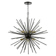 Tribeca 13-Light Extra Large Foyer Chandelier in Shiny Black with Polished Brass Accents