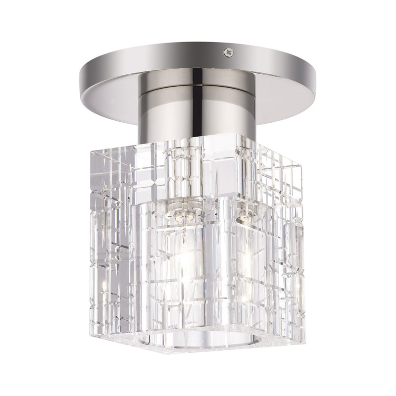 Rotterdam Crystal Semi-Flush Mount in Polished Nickel