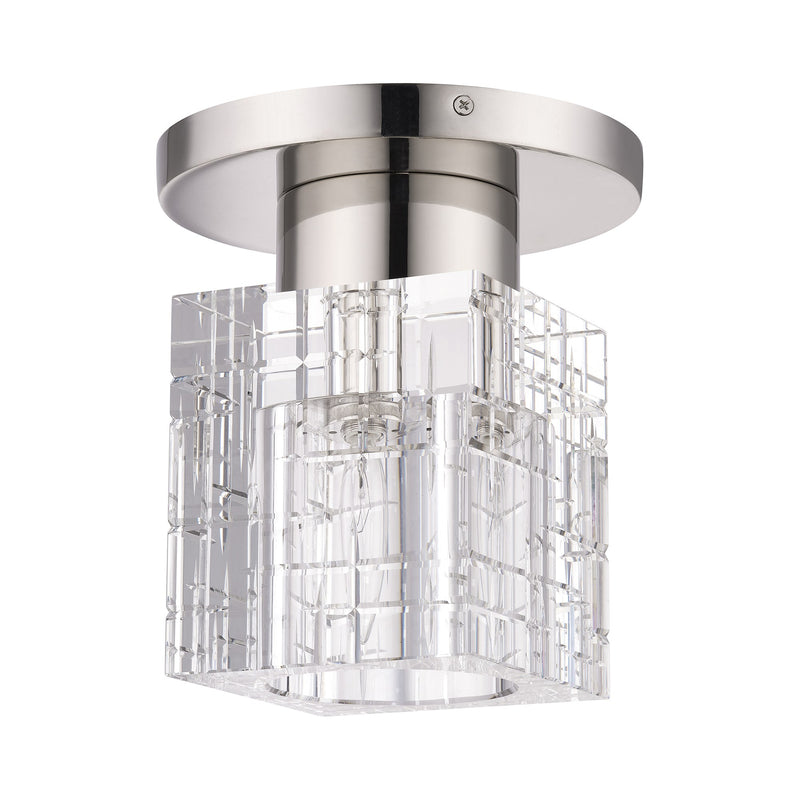 Rotterdam Crystal Semi-Flush Mount in Polished Nickel