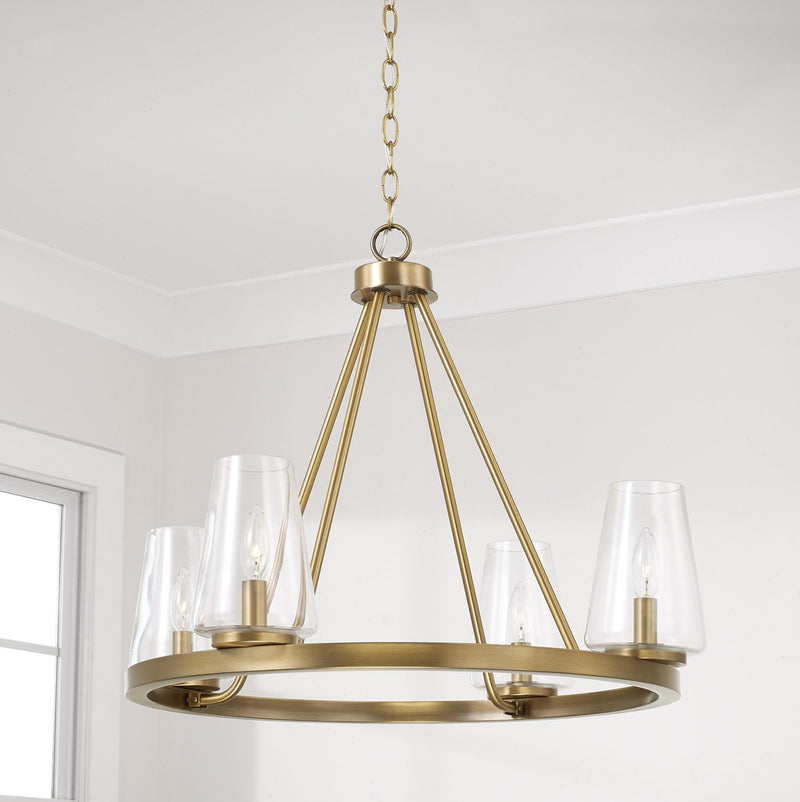 Aaron 4-Light Chandelier in Aged Brass