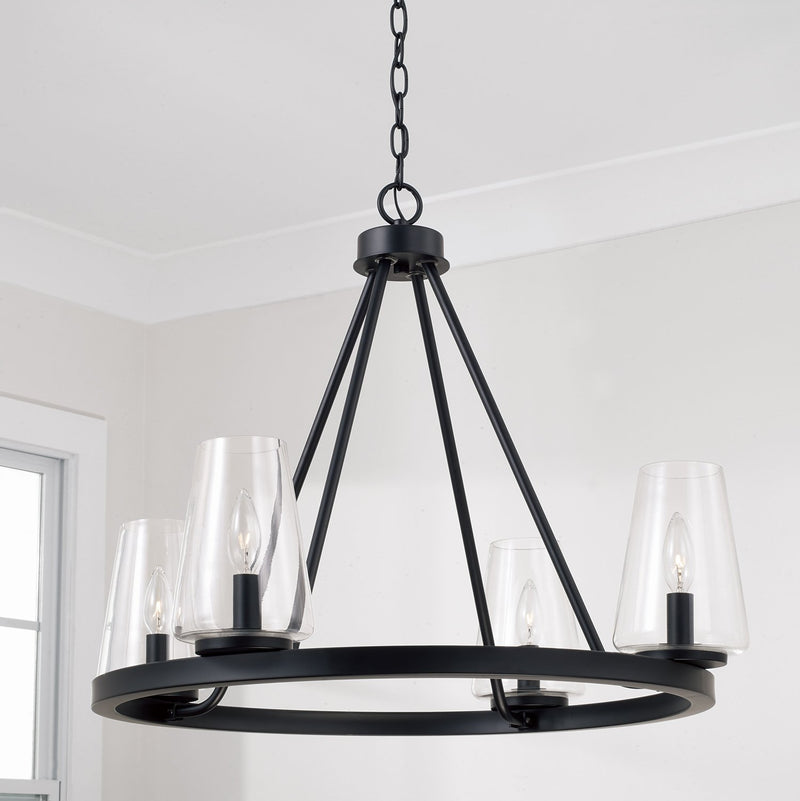 Aaron 4-Light Chandelier in Matte Black