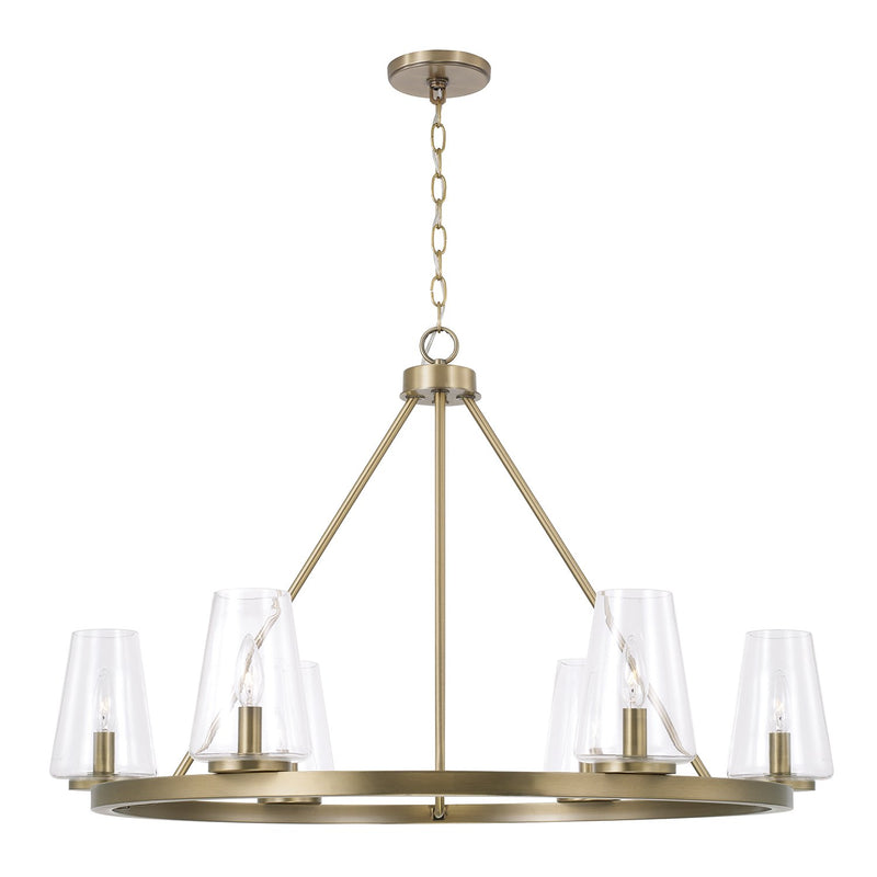 Aaron 6-Light Chandelier in Aged Brass