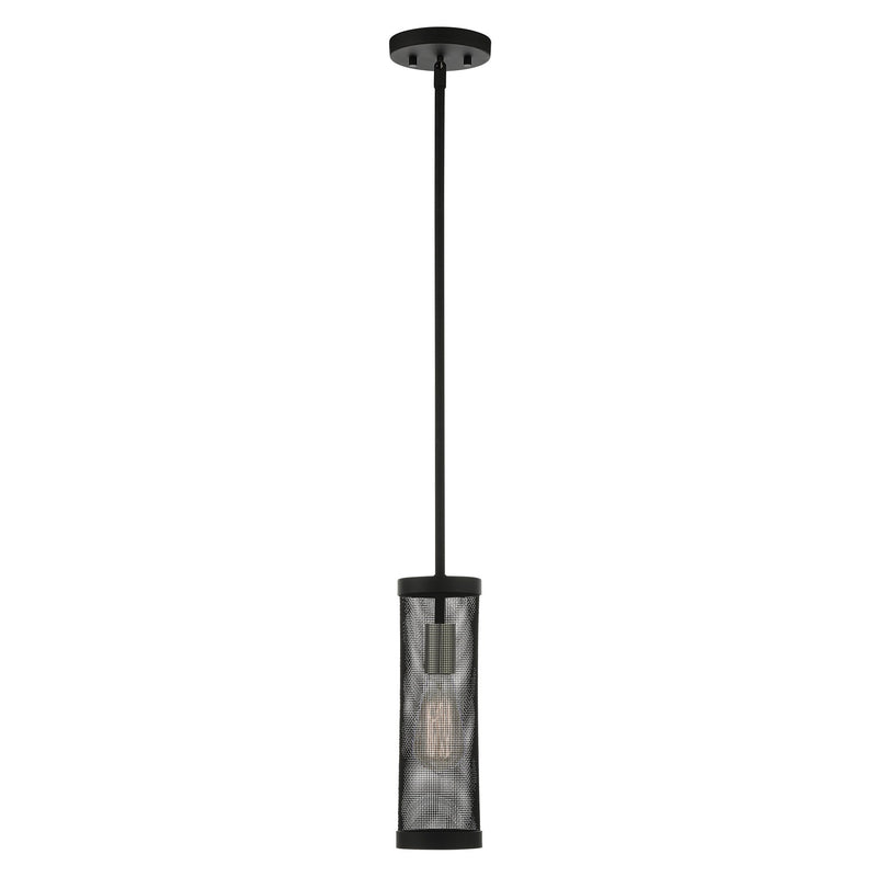 Industro 5.125" Pendant in Black with Brushed Nickel Accents