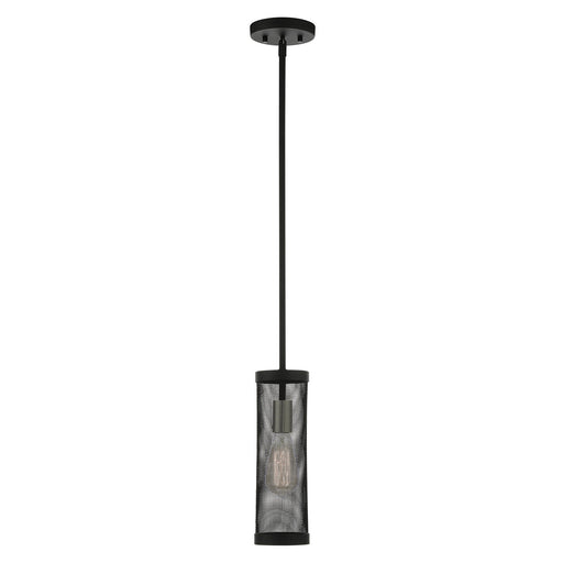 Industro 5.125" Pendant in Black with Brushed Nickel Accents