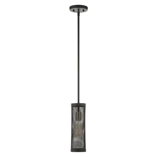 Industro 5.125" Pendant in Black with Brushed Nickel Accents