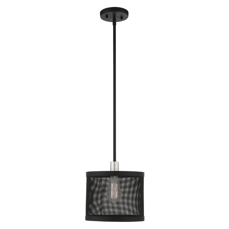 Industro 10" Pendant in Black with Brushed Nickel Accents