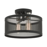 Industro 2-Light Small Semi-Flush Mount in Black with Brushed Nickel Accents