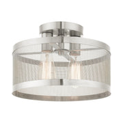 Industro 2-Light Small Semi-Flush Mount in Brushed Nickel
