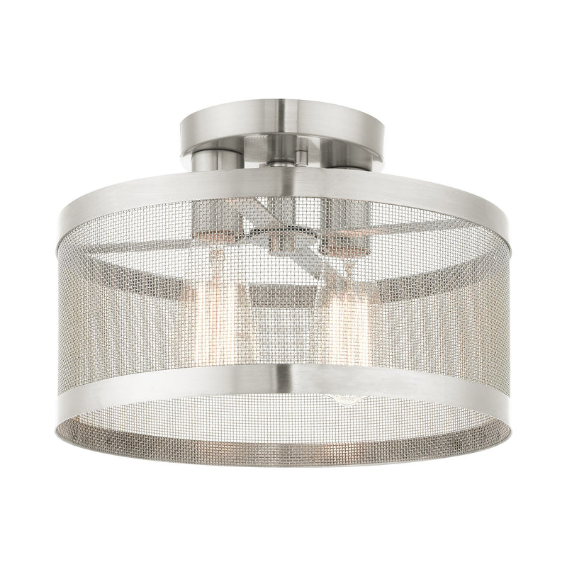 Industro 2-Light Small Semi-Flush Mount in Brushed Nickel