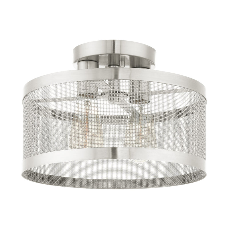 Industro 2-Light Small Semi-Flush Mount in Brushed Nickel