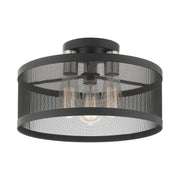 Industro 3-Light Medium Semi-Flush Mount in Black with Brushed Nickel Accents