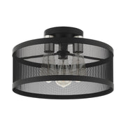 Industro 3-Light Medium Semi-Flush Mount in Black with Brushed Nickel Accents