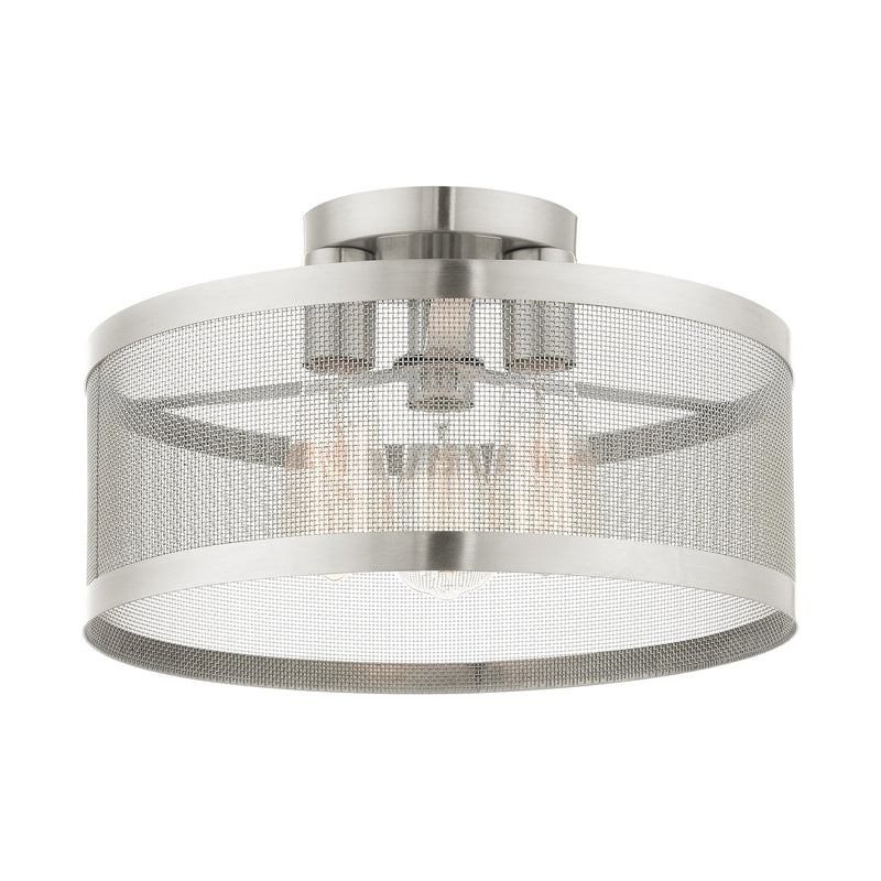 Industro 3-Light Medium Semi-Flush Mount in Brushed Nickel