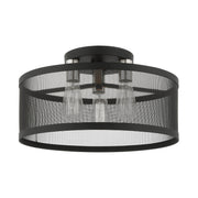 Industro 3-Light Large Semi-Flush Mount in Black with Brushed Nickel Accents