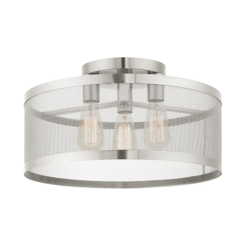 Industro 3-Light Large Semi-Flush Mount in Brushed Nickel