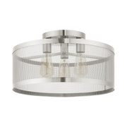 Industro 3-Light Large Semi-Flush Mount in Brushed Nickel