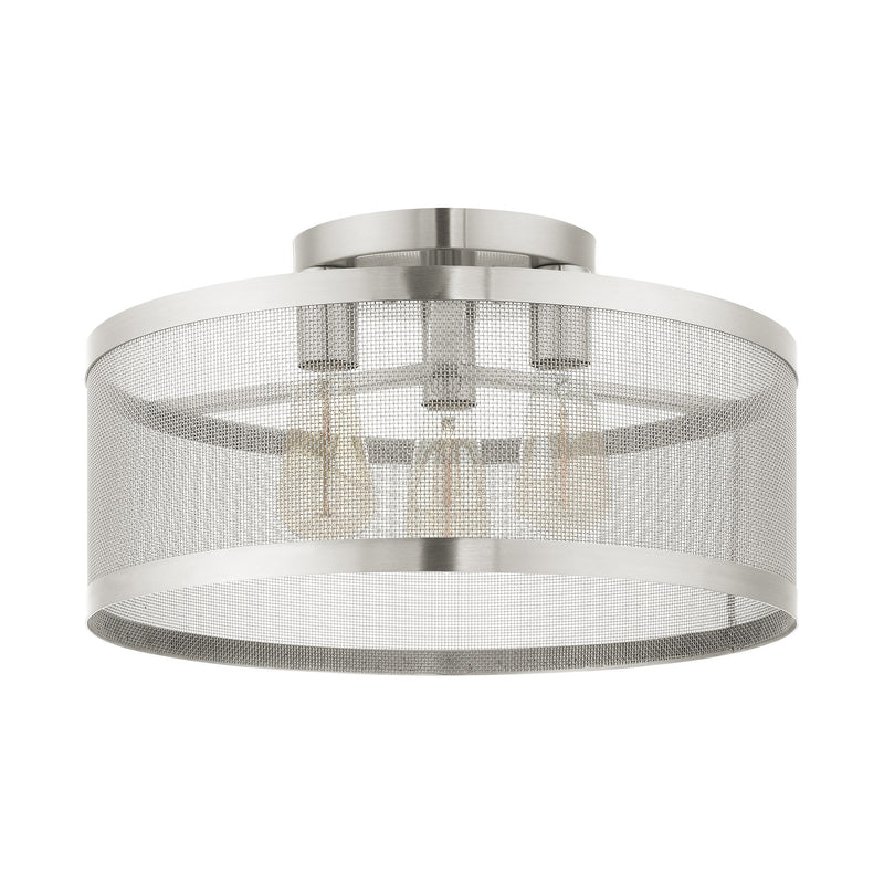 Industro 3-Light Large Semi-Flush Mount in Brushed Nickel
