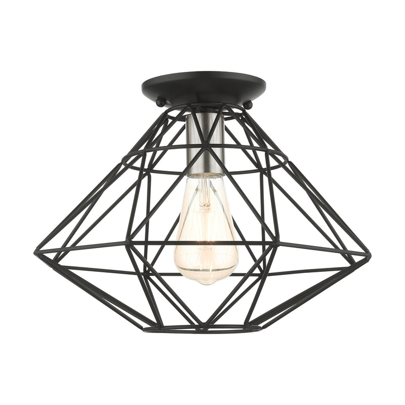 Knox Semi-Flush Mount in Black with Brushed Nickel Accents