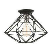 Knox Semi-Flush Mount in Black with Brushed Nickel Accents