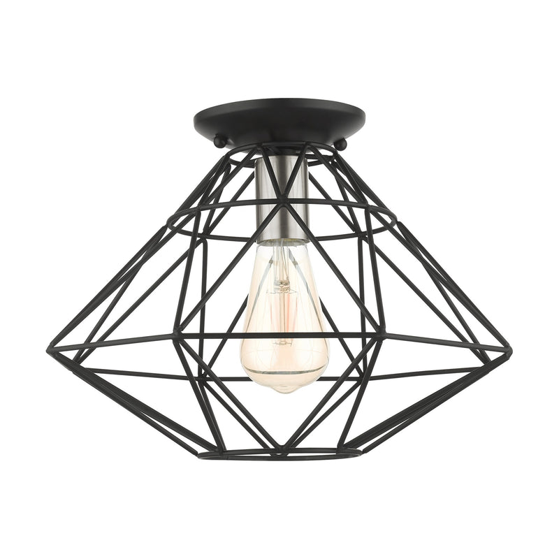 Knox Semi-Flush Mount in Black with Brushed Nickel Accents
