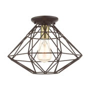 Knox Semi-Flush Mount in Bronze with Antique Brass Accents