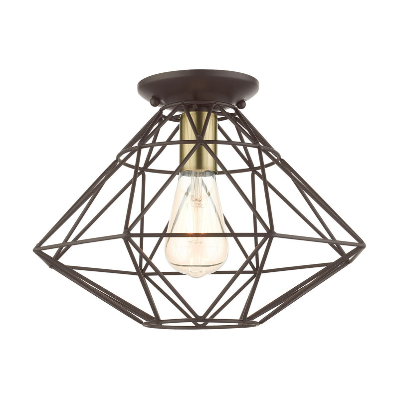 Knox Semi-Flush Mount in Bronze with Antique Brass Accents