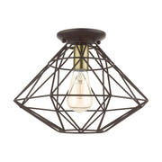 Knox Semi-Flush Mount in Bronze with Antique Brass Accents