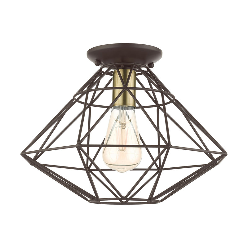 Knox Semi-Flush Mount in Bronze with Antique Brass Accents