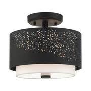 Noria 2-Light 12" Semi-Flush Mount in Black