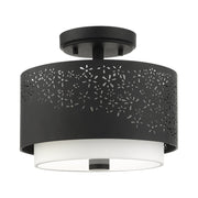 Noria 2-Light 12" Semi-Flush Mount in Black