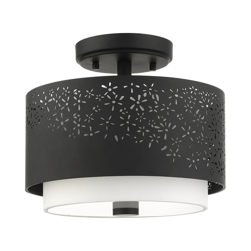 Noria 2-Light 12" Semi-Flush Mount in Black