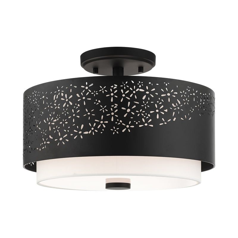 Noria 3-Light 15" Semi-Flush Mount in Black