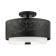Noria 3-Light 15" Semi-Flush Mount in Black