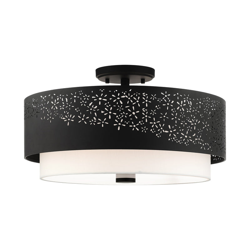 Noria 4-Light 20" Semi-Flush Mount in Black