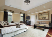 Savannah 3 Light 15.75" Flush Mount in Bronze in a room setting