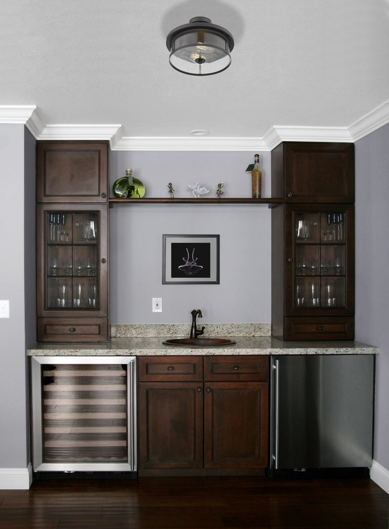 Savannah 2 Light 13.75" Semi Flush Mount in Bronze in a room setting