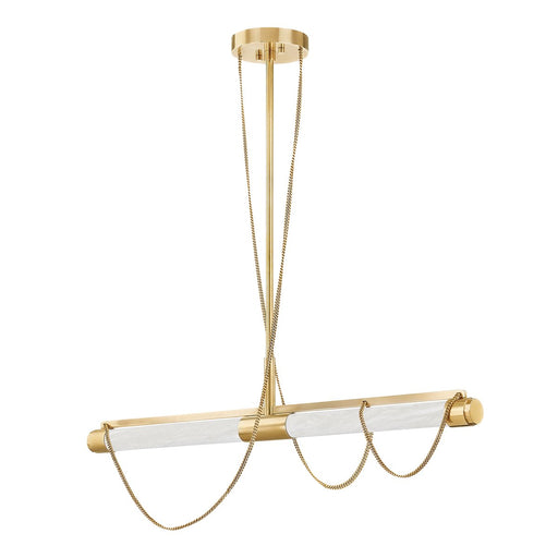 Lariat 2-Light Linear Pendant in Vintage Brass